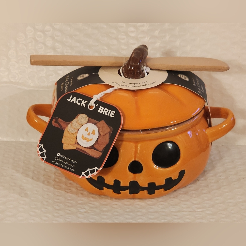 Orange Pumpkin-Shaped Ceramic Brie Cheese Baker